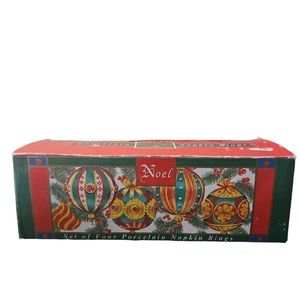 Vintage Noel W.C. Designs set of 4 porcelain xmas Ornament design napkin rings
